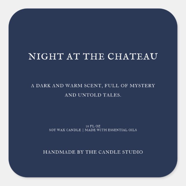 Klassische Vintag gotische, dunkelblaue Verpackung Quadratischer Aufkleber (Vorderseite)