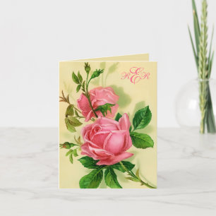 Klassische Vintage Art-Rosa-Rosen-Anmerkungs-Karte