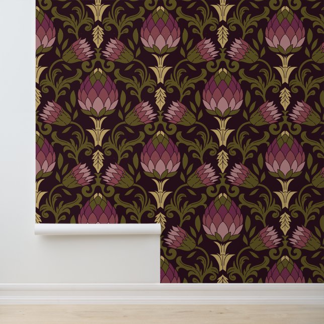 Klassische Vintage-Artischocke von William Morris Tapete (Anwendung)
