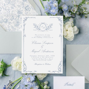 Klassische Vintage Barock viktorianische blaue Hoc Einladung