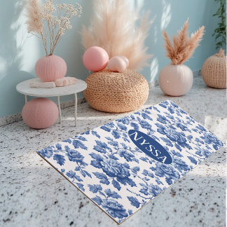 Klassische Vintage Blaue Französische Toile Floral Yogamatte