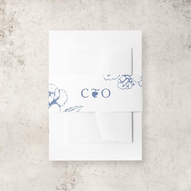 Klassische Vintage Blauer Blumengarten Hochzeiten Einladungsbanderole (Von Creator hochgeladen)