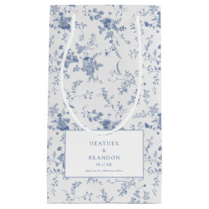 Klassische Vintage-Blumen Blau Hochzeitsdusche Kleine Geschenktüte