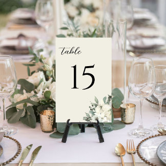 Klassische Vintage-Cream-Aquarell-Blumenhochzeit Tischnummer