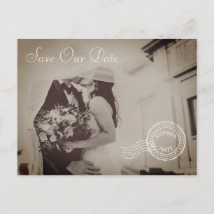 Klassische Vintage-Foto-Hochzeitseinladung Postkar Einladungspostkarte