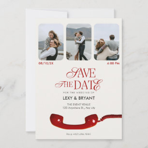 Klassische Vintage-Fotocollagen-Hochzeit Save The Date