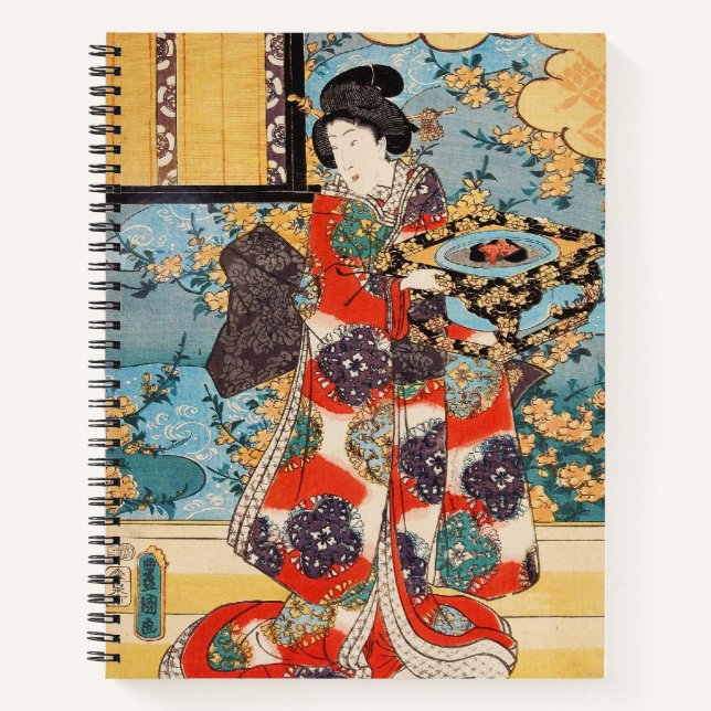 Klassische Vintage japanische Geisha ukiyo-e Utaga Notizbuch (Vorderseite)