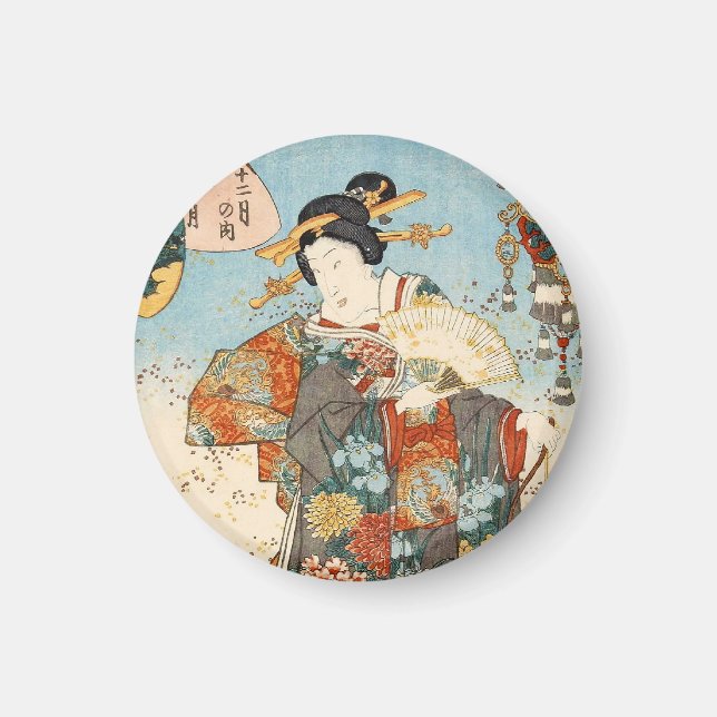 Klassische Vintage japanische ukiyo-e geisha Utaga Magnet (Vorne)
