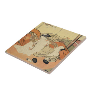 Klassische Vintage japanische ukiyo-e oiran art Fliese