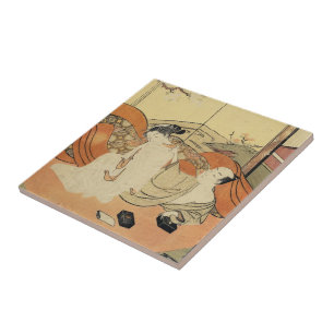Klassische vintage japanische Ukiyo-e-Oiran-Kunst Fliese