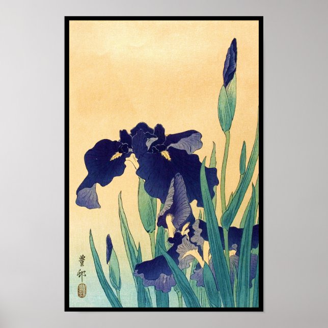 Klassische Vintage japanische Ukiyo-e violet-irise Poster (Vorne)