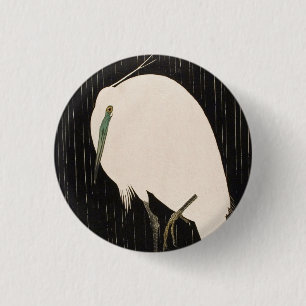 Klassische vintage japanische Ukiyo-e Weißstorch-K Button