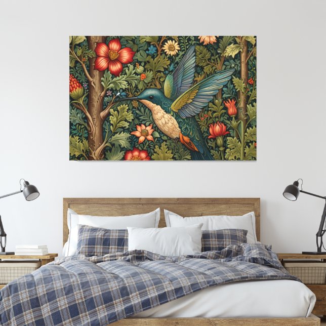 Klassische Vintage Kolibri-Kunst Leinwanddruck (Insitu (Schlafzimmer))
