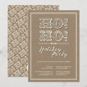 Klassische Vintage-Kraft-HO! HO! Holiday-Party-Ein Einladung