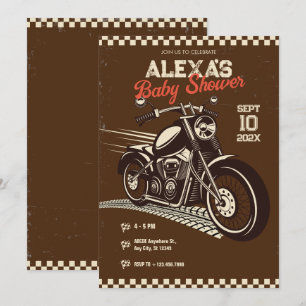 Klassische Vintage-Motorrad-Babyparty Einladung