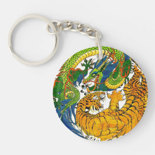 Klassische Vintage-orientalische Yin-Yang-Drache-T Schlüsselanhänger