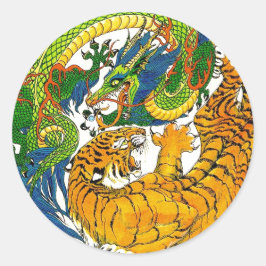 Klassische Vintage orientalische Yin Yang Dragon T Runder Aufkleber