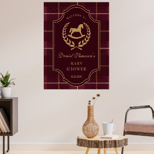 klassische Vintage-Polo-Pferd-Party-Baby-Dusche Poster