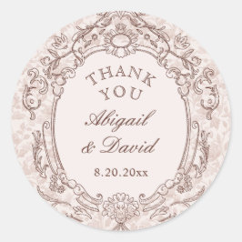 Klassische Vintage RahmenWedding Runder Aufkleber