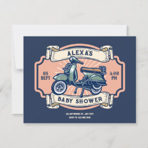 Klassische Vintage-Retro-Motorrad-Baby-Party Einladung