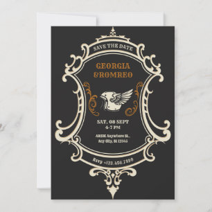 Klassische Vintage Retro Motorradhochzeit Save The Date