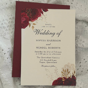 Klassische Vintage Romantische Rote Rosen Elegante Einladung