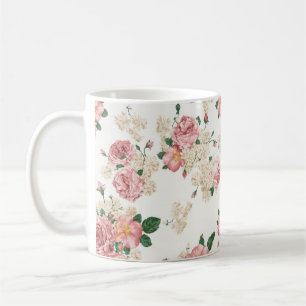 Klassische Vintage rosa Rosen-Tasse Kaffeetasse