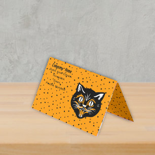 Klassische Vintage-Schwarze-Katze-Halloween-Gesich Visitenkarten