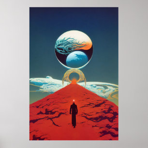 Klassische Vintage-Science-Fiction-Fantasy-Pforte Poster