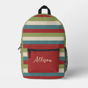 Klassische Vintage Streifen mit Individuelle Name- Bedruckter Rucksack