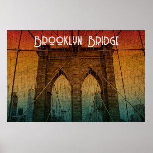 Klassische Vintage Sunset Brooklyn Bridge New York Poster