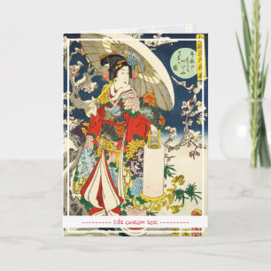 Klassische Vintage ukiyo-e geisha mit Schirmmaiko Karte