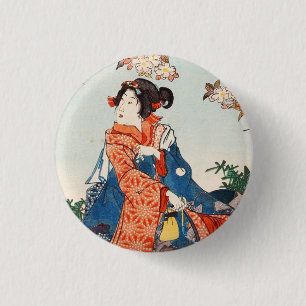 Klassische Vintage ukiyo-e japanese geisha Utagawa Button