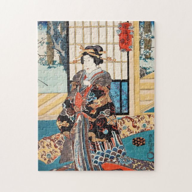Klassische Vintage ukiyo-e japanese geisha Utagawa Puzzle (Vertikal)