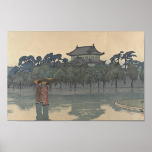 Klassische Vintage Ukiyo-e Japanische Rainy-Landsc Poster
