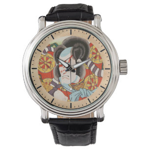 Klassische Vintage ukiyo-e kabuki samurai Utagawa Armbanduhr