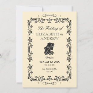 Klassische vintage verzierte Hochzeitseinladung Save The Date