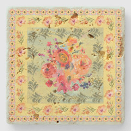 Klassische vintage Wasserfarbe florale künstlerisc Steinuntersetzer
