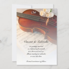 Klassische Violinrosen Hochzeit retten Datum Einladung