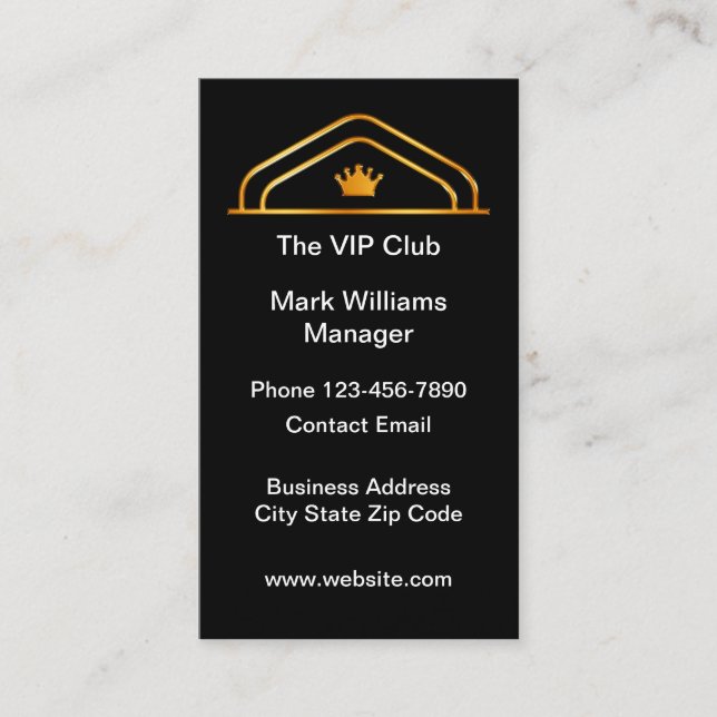Klassische VIP Club Crown Vertical Business Cards Visitenkarte (Vorderseite)