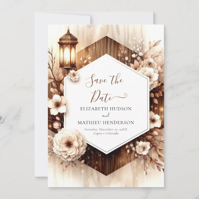Klassische Wasserfarbe Rustische Hochzeit Save The Date (Vorderseite)