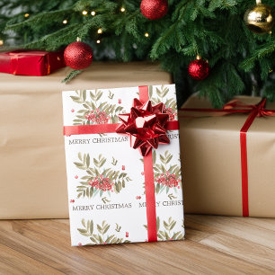 Klassische Wasserfarbe-Weihnachtsbeeren Geschenkpapier