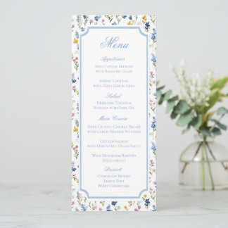 Klassische Wasserfarben-Blumen-Hochzeitsmenü Save The Date