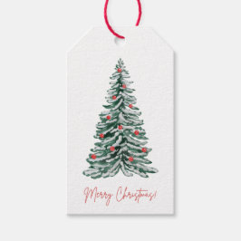 Klassische Wasserfarben-Weihnachtsbaum-Geschenkanh Geschenkanhänger