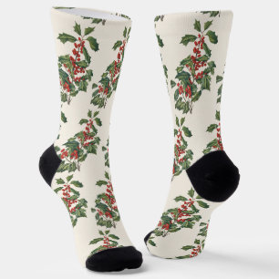Klassische Weihnacht-Stechpalme mit roten Beeren K Socken