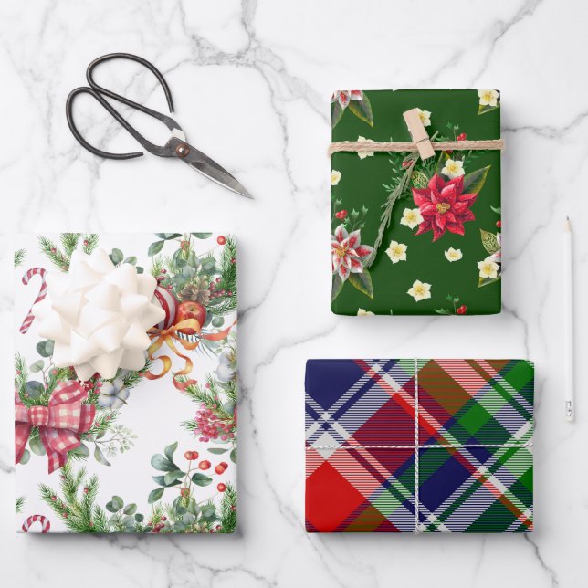 Klassische Weihnachten Geschenkpapier Set (Vorderseite)
