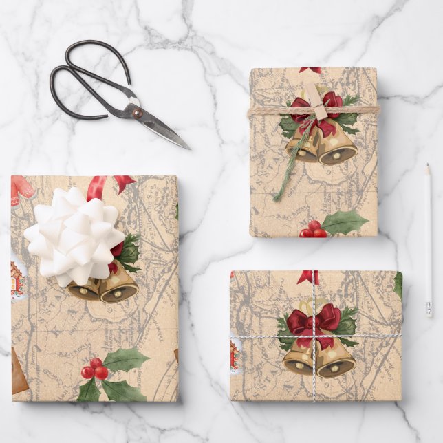 Klassische Weihnachten Geschenkpapier Set (Vorderseite)
