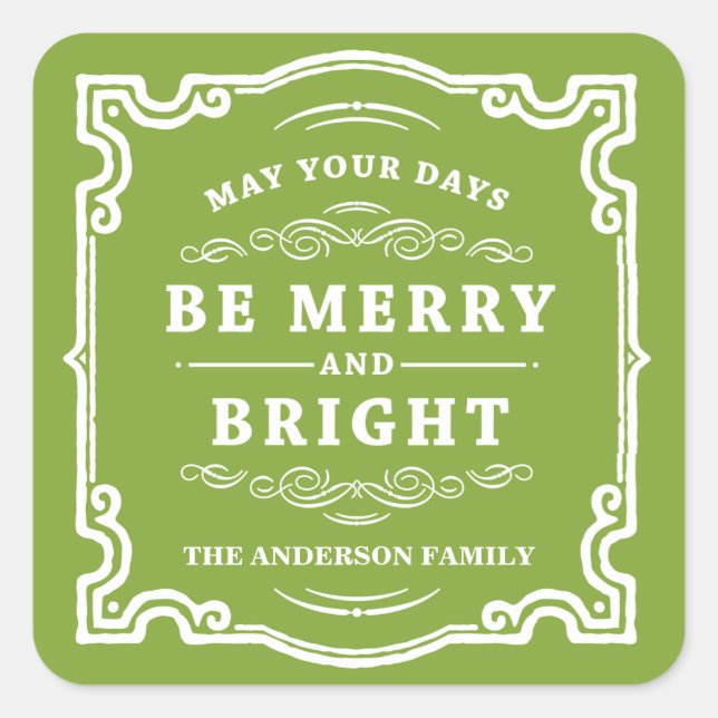 Klassische Weihnachten | Holiday Gift Tag Labels Quadratischer Aufkleber (Vorderseite)