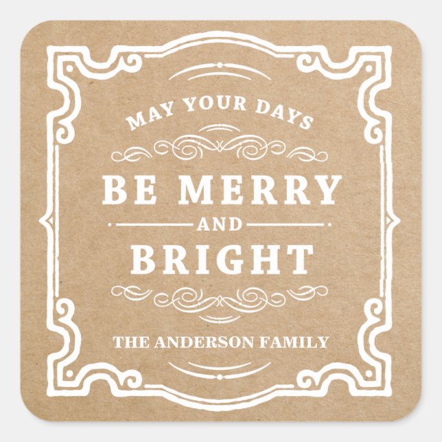 Klassische Weihnachten | Holiday Gift Tag Labels Quadratischer Aufkleber (Vorderseite)