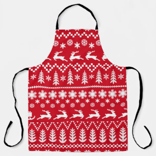 Klassische Weihnachten: Rotes, weißes Wintermuster Schürze